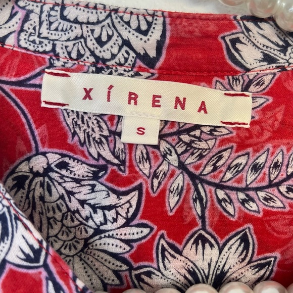 XIRENA Anthropologie 100% Cotton Long-Sleeve Button-Front Blouse Red Floral S - Picture 4 of 4